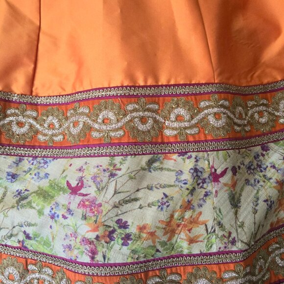 Women's Orange and Green Lengha (Small) - Picture 7 of 9